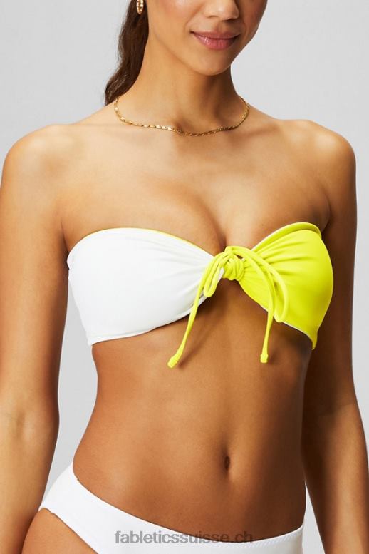 femmes haut de maillot de bain bandeau multi-usages B0B6R1505 citron aigre/blanc classique Fabletics