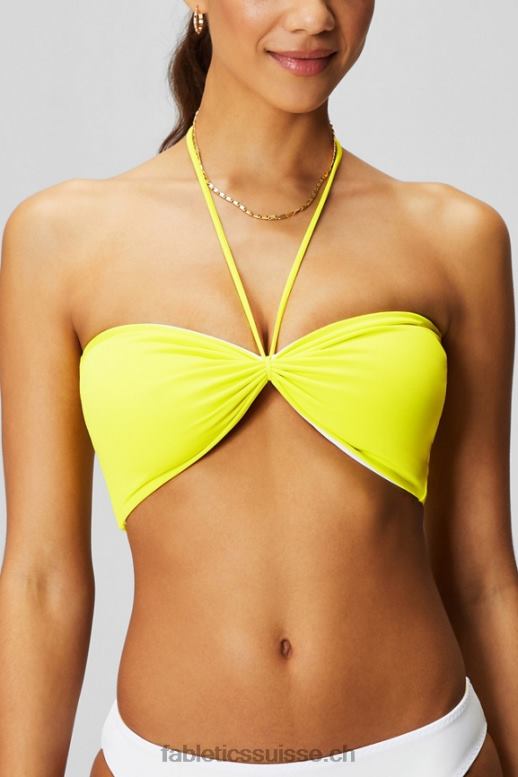 femmes haut de maillot de bain bandeau multi-usages B0B6R1505 citron aigre/blanc classique Fabletics