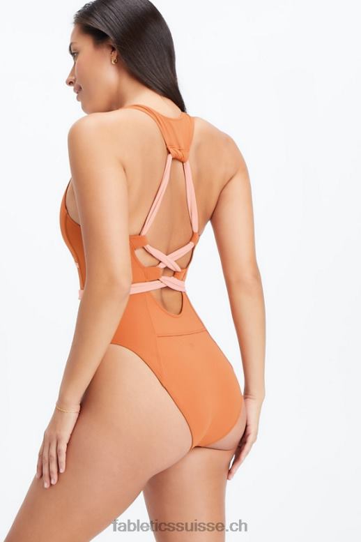 femmes maillot de bain à dos nageur B0B6R1611 teinte séquoia/rose Fabletics