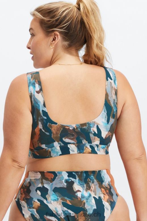 femmes soutien-gorge de bain à dos échancré B0B6R1607 pinceau camo/séquoia Fabletics