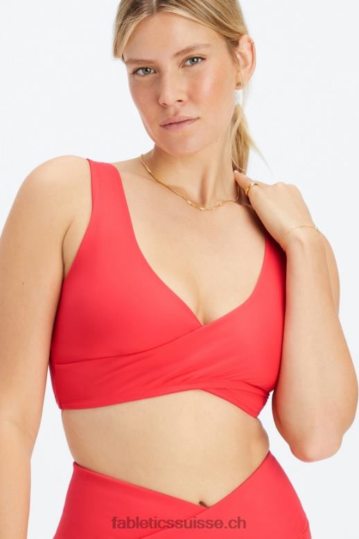 femmes soutien-gorge de sport croisé à faible impact B0B6R1515 rouge fraise Fabletics