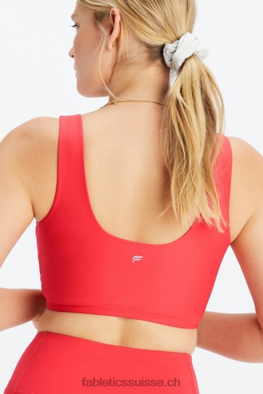femmes soutien-gorge de sport croisé à faible impact B0B6R1515 rouge fraise Fabletics