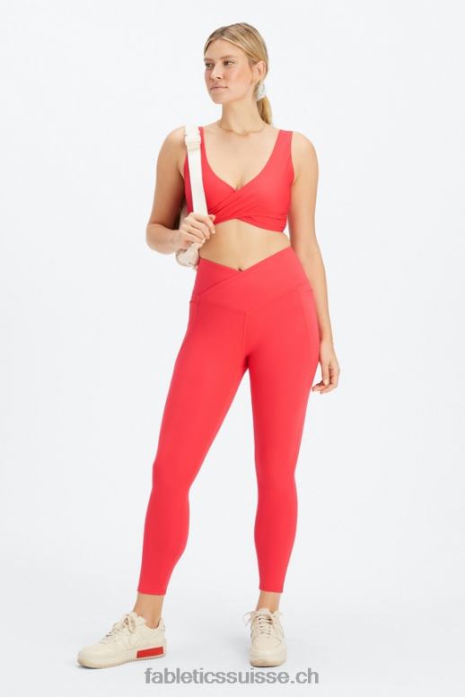 femmes soutien-gorge de sport croisé à faible impact B0B6R1515 rouge fraise Fabletics