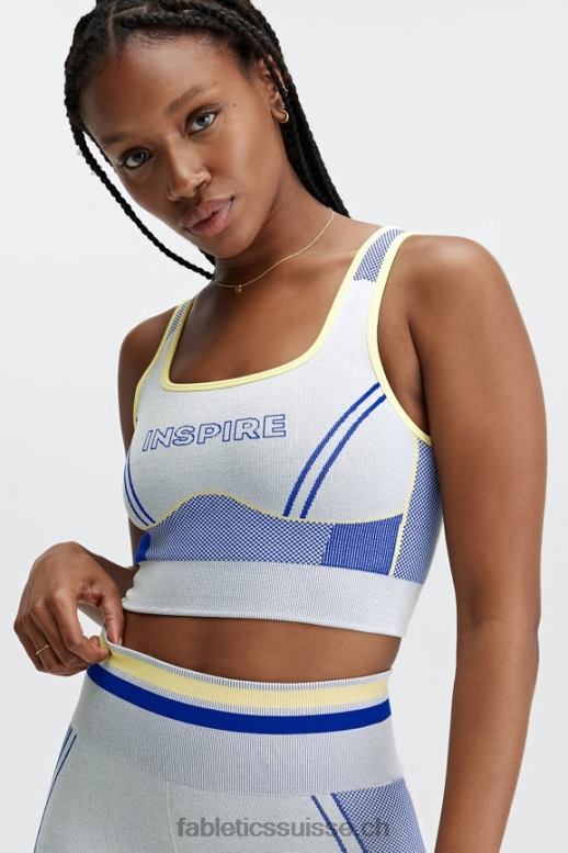 femmes soutien-gorge de sport à empiècement sans couture inspire B0B6R1632 gris chiné doux multi Fabletics