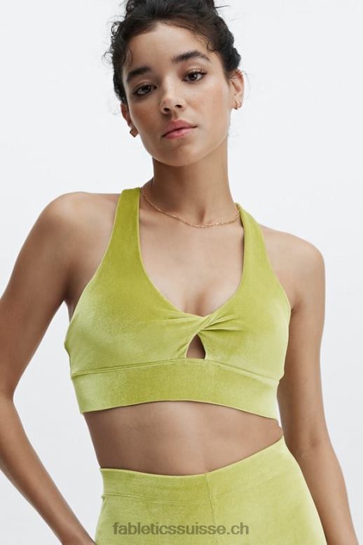 femmes soutien-gorge de sport en velours torsadé oasis B0B6R1637 feuille d'or Fabletics