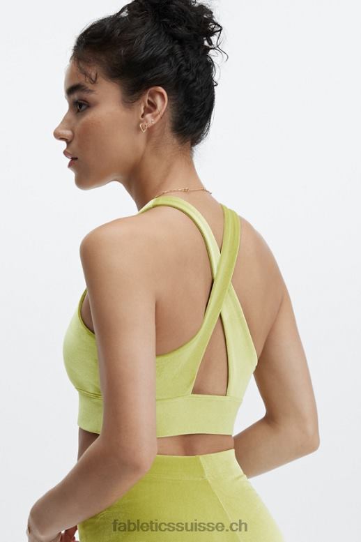 femmes soutien-gorge de sport en velours torsadé oasis B0B6R1637 feuille d\'or Fabletics