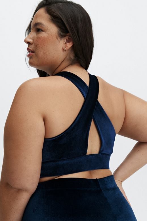 femmes soutien-gorge de sport en velours torsadé oasis B0B6R1640 bleu marine profond Fabletics