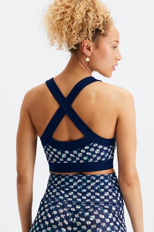 femmes soutien-gorge de sport à faible impact greta B0B6R1626 daisy field check/deep navy Fabletics