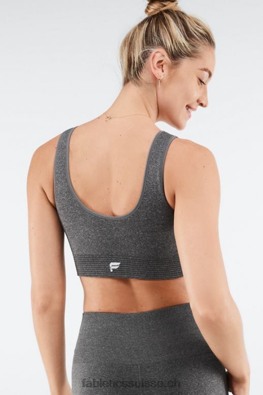 femmes soutien-gorge de sport sans couture luciana B0B6R1655 logo gris chiné foncé/blanc Fabletics