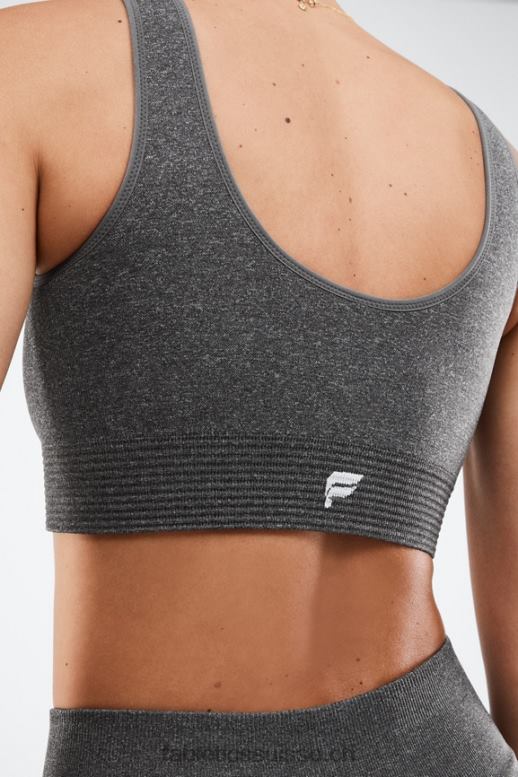 femmes soutien-gorge de sport sans couture luciana B0B6R1655 logo gris chiné foncé/blanc Fabletics