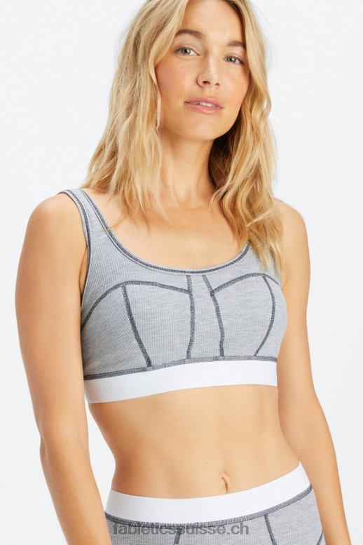 femmes soutien-gorge gaufré B0B6R1535 gris classique chiné/blanc Fabletics