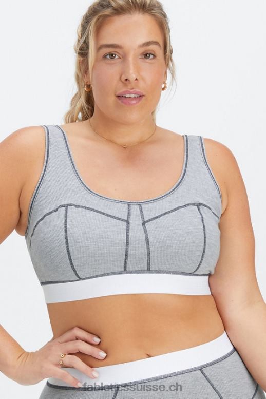 femmes soutien-gorge gaufré B0B6R1536 gris classique chiné/blanc Fabletics