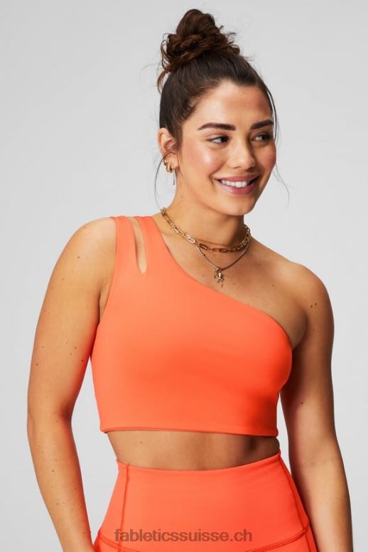 femmes soutien-gorge midi asymétrique à double bretelle B0B6R1486 orange passion Fabletics