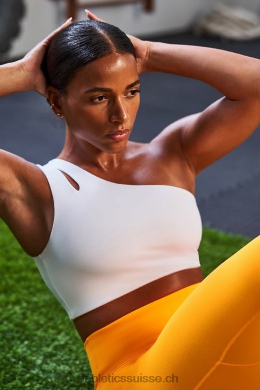 femmes soutien-gorge midi asymétrique à double bretelle B0B6R1487 blanc classique Fabletics