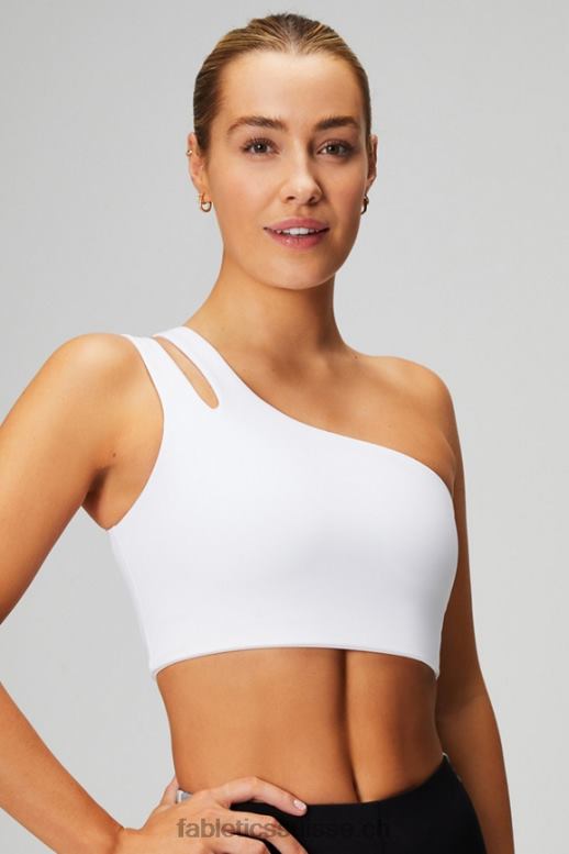 femmes soutien-gorge midi asymétrique à double bretelle B0B6R1487 blanc classique Fabletics