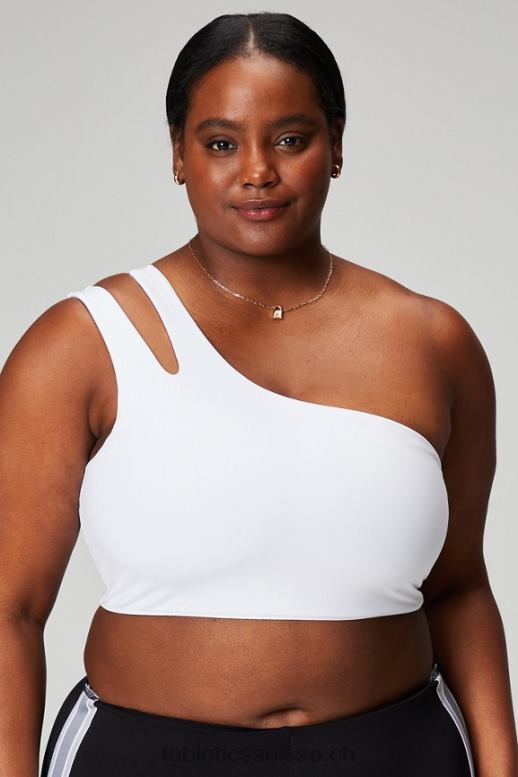 femmes soutien-gorge midi asymétrique à double bretelle B0B6R1488 blanc classique Fabletics