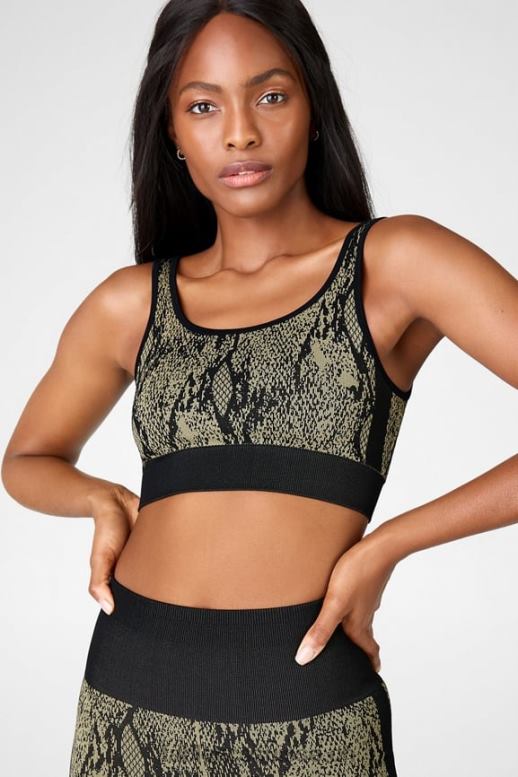 femmes soutien-gorge sans couture Kamila B0B6R1669 vert reptile/noir Fabletics
