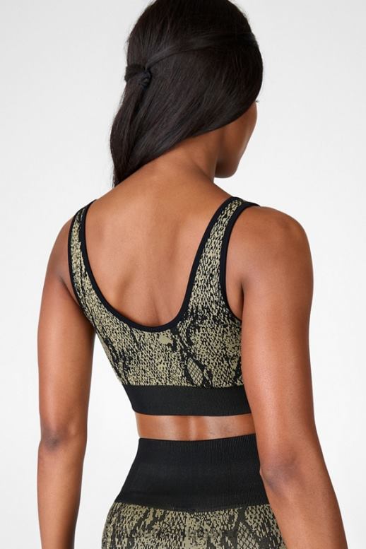 femmes soutien-gorge sans couture Kamila B0B6R1669 vert reptile/noir Fabletics