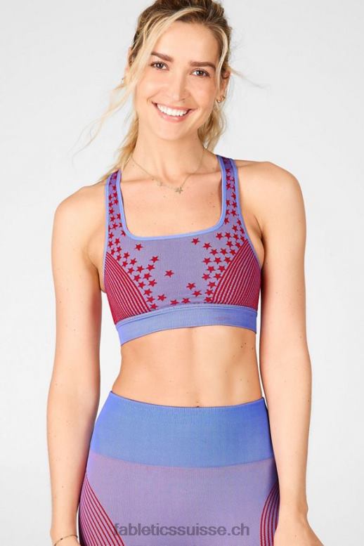 femmes soutien-gorge sans couture étoile B0B6R1683 cristal bleu/rouge à lèvres Fabletics