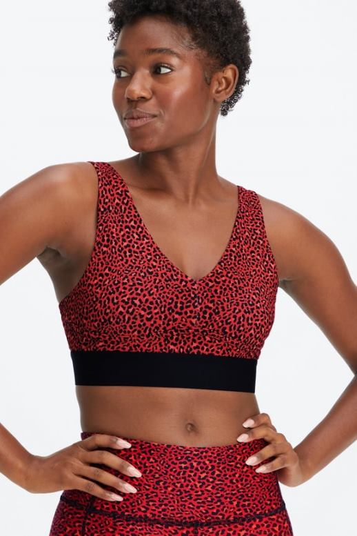 femmes toute la journée tous les jours soutien-gorge 102 B0B6R1472 électrique cerise mini léopard/noir Fabletics