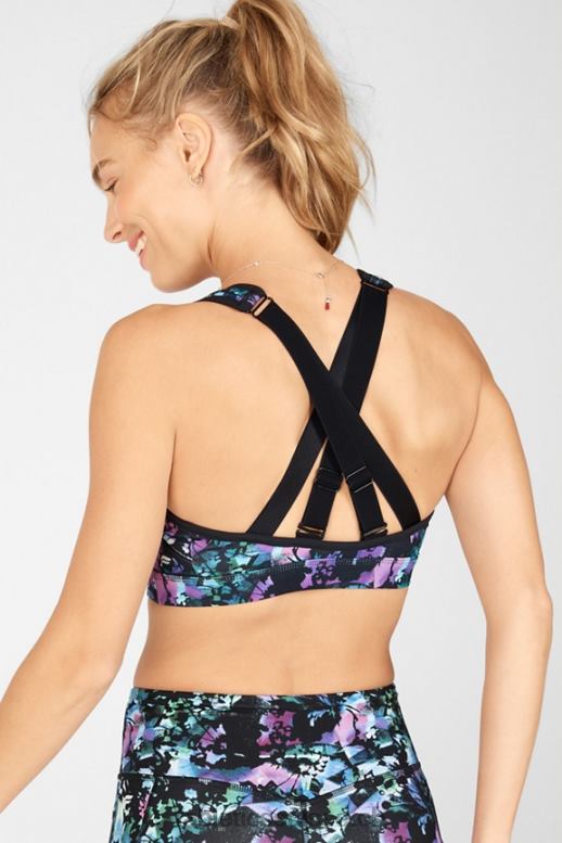 femmes belle soutien-gorge de sport à impact élevé B0B6R1409 graffiti fleuri/noir Fabletics