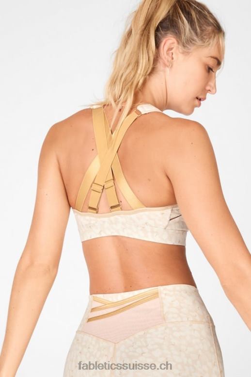 femmes belle soutien-gorge de sport à impact élevé B0B6R1412 froid/or mat Fabletics