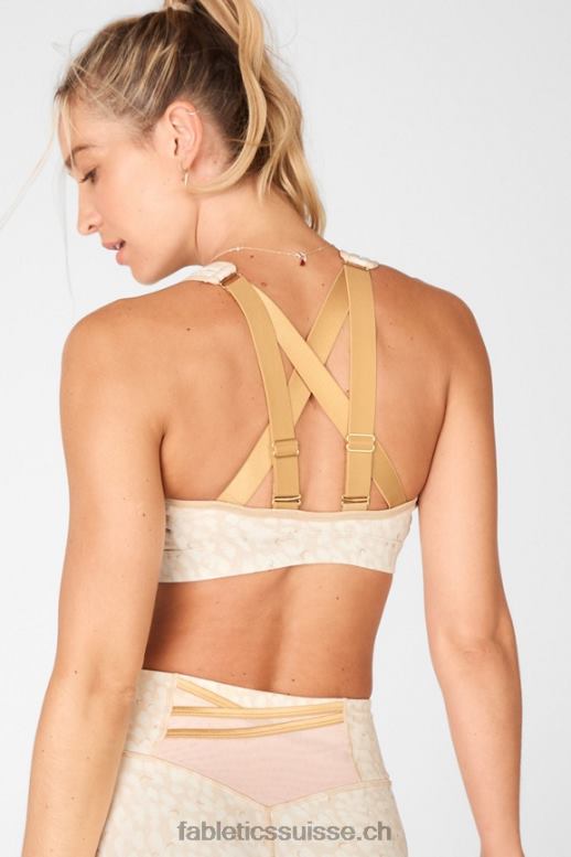 femmes belle soutien-gorge de sport à impact élevé B0B6R1412 froid/or mat Fabletics