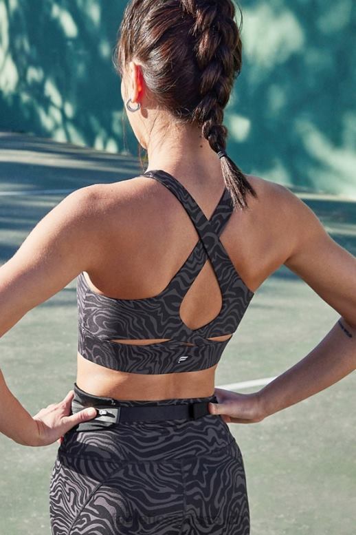 femmes soutien-gorge de sport anti-rebond 90 B0B6R1339 zèbre marbré étain Fabletics