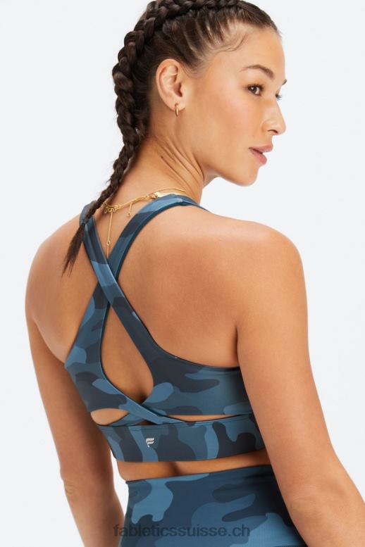 femmes soutien-gorge de sport anti-rebond 91 B0B6R1344 grand camouflage vague de minuit Fabletics