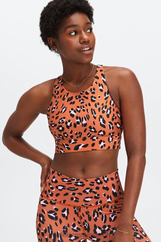 femmes soutien-gorge de sport anti-rebond 92 B0B6R1349 lion ondulé ocre brûlé Fabletics