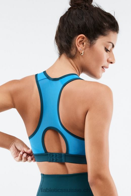 femmes soutien-gorge de sport à impact élevé avec fermeture éclair sur le devant B0B6R1426 vague de minuit/atlantide Fabletics