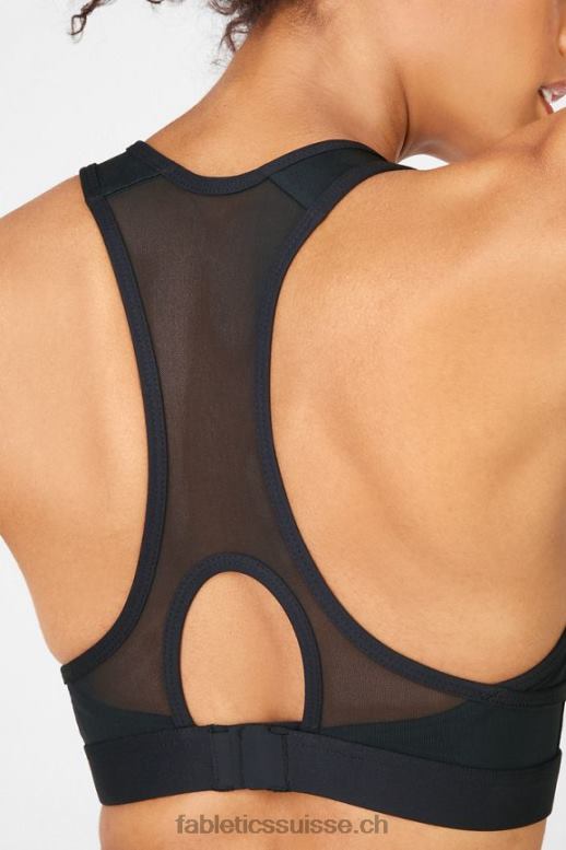 femmes soutien-gorge de sport à impact élevé avec fermeture éclair sur le devant B0B6R1427 noir Fabletics