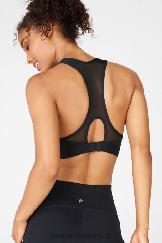 femmes soutien-gorge de sport à impact élevé avec fermeture éclair sur le devant B0B6R1427 noir Fabletics
