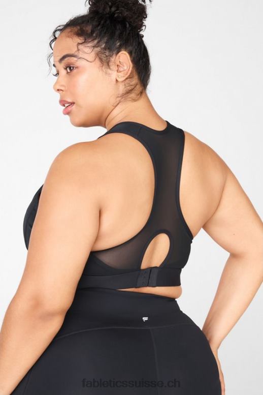 femmes soutien-gorge de sport à impact élevé avec fermeture éclair sur le devant B0B6R1428 noir Fabletics