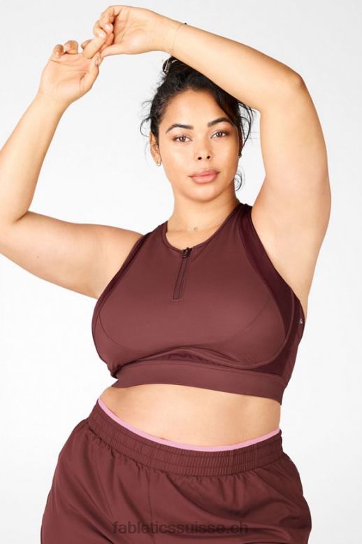 femmes soutien-gorge de sport à impact élevé avec fermeture éclair sur le devant B0B6R1449 rouiller Fabletics