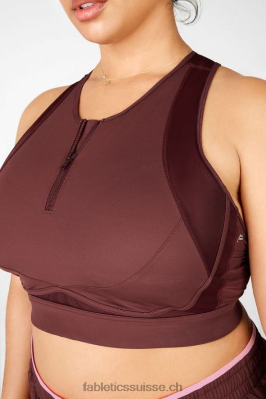 femmes soutien-gorge de sport à impact élevé avec fermeture éclair sur le devant B0B6R1449 rouiller Fabletics