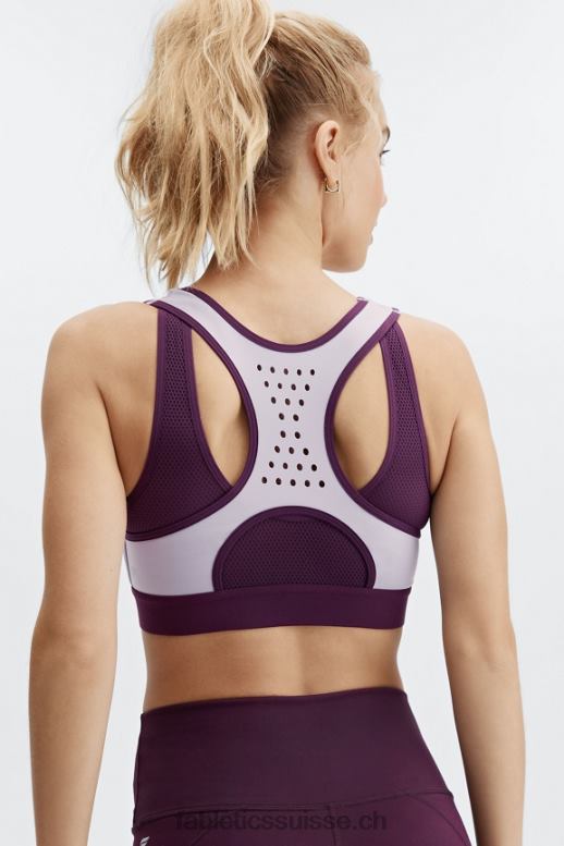femmes soutien-gorge de sport zippé à l'avant elsie B0B6R1422 violet gris/aubergine foncée Fabletics