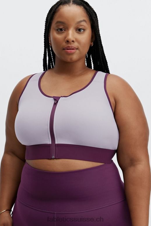 femmes soutien-gorge de sport zippé à l\'avant elsie B0B6R1423 violet gris/aubergine foncée Fabletics
