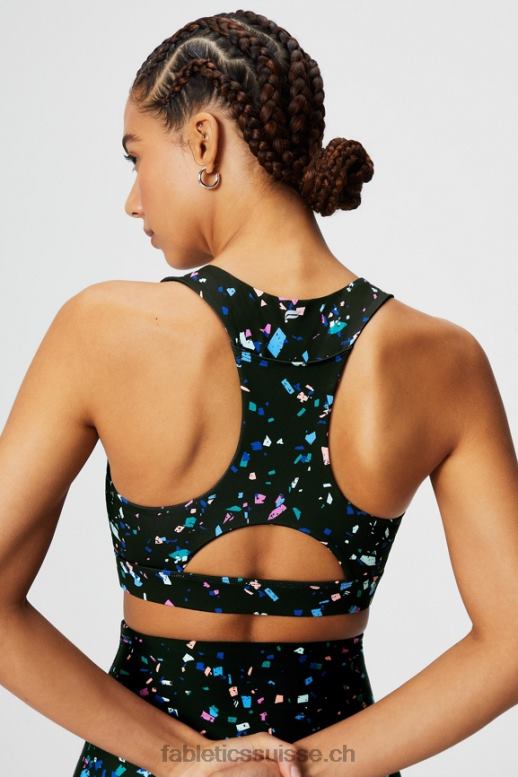 femmes brassière de sport midi à impact moyen on-the-go 128 B0B6R1825 terrazzo noir Fabletics