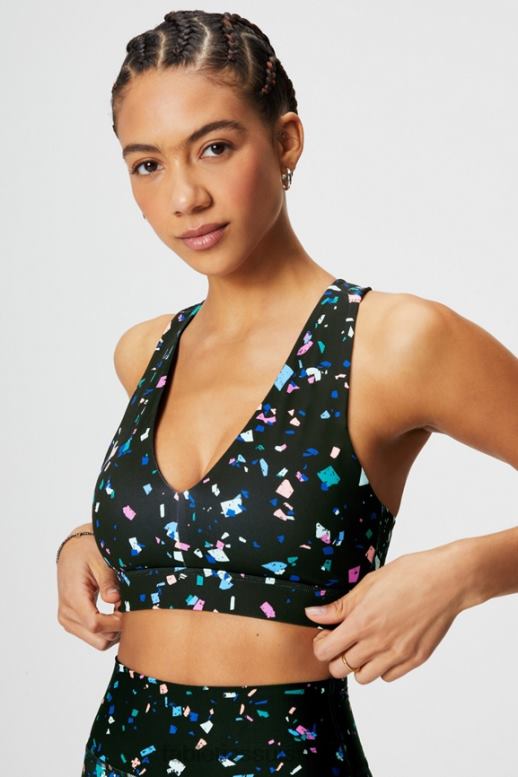 femmes brassière de sport midi à impact moyen on-the-go 128 B0B6R1825 terrazzo noir Fabletics