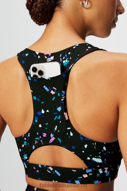 femmes brassière de sport midi à impact moyen on-the-go 128 B0B6R1825 terrazzo noir Fabletics