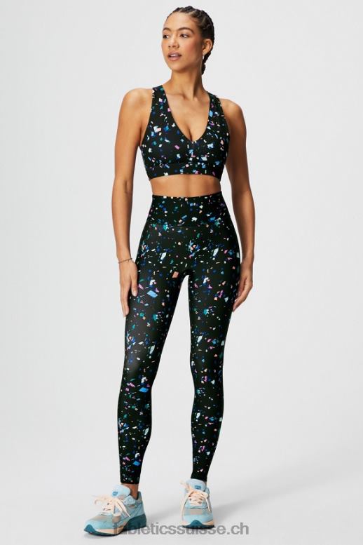 femmes brassière de sport midi à impact moyen on-the-go 128 B0B6R1825 terrazzo noir Fabletics