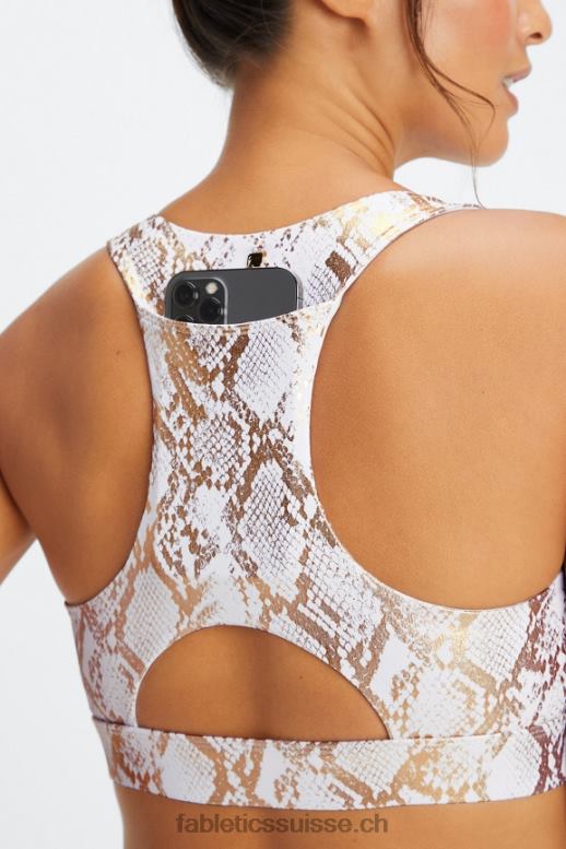 femmes brassière de sport midi à impact moyen on-the-go 128 B0B6R1827 serpent en feuille de cuivre Fabletics