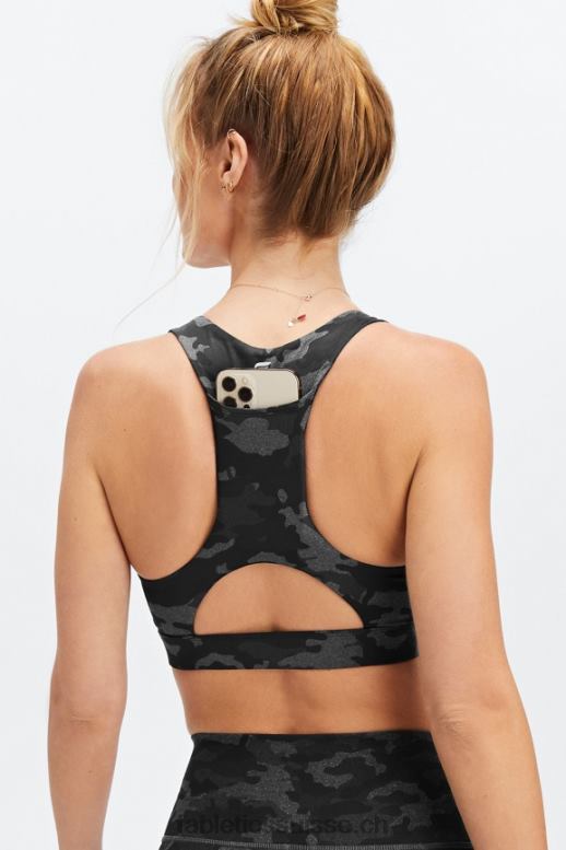 femmes brassière de sport midi à impact moyen on-the-go 128 B0B6R1829 camouflage anthracite Fabletics