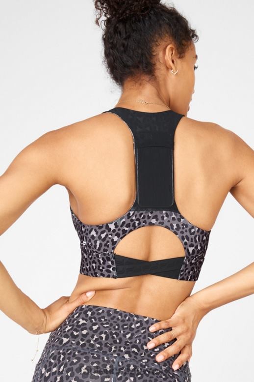 femmes brassière de sport midi à impact moyen on-the-go 130 B0B6R1839 furtivité/éclat noir Fabletics