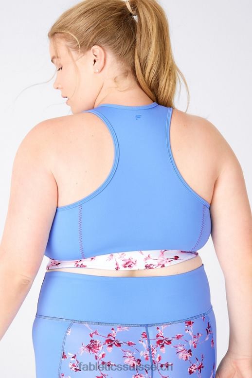 femmes soutien-gorge de sport clair mi-long à impact moyen B0B6R1936 bleu cristal/fleur blanche Fabletics