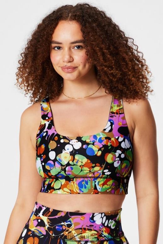 femmes soutien-gorge de sport harlyn midi à impact moyen B0B6R1849 noir kaléidoscopique/noir Fabletics