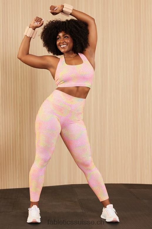 femmes soutien-gorge de sport à impact moyen boost 118 B0B6R1773 léopard corail/crème au beurre rose/citron vert Fabletics