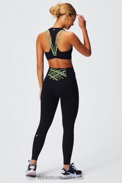 femmes soutien-gorge de sport à impact moyen boost 119 B0B6R1780 guépard ondulé noir/surligneur Fabletics