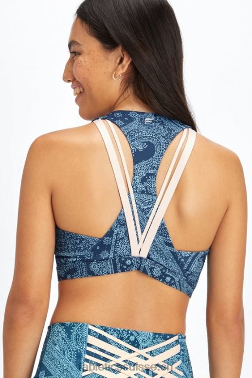 femmes soutien-gorge de sport à impact moyen boost 121 B0B6R1789 bandana nova bleu/tapioca Fabletics